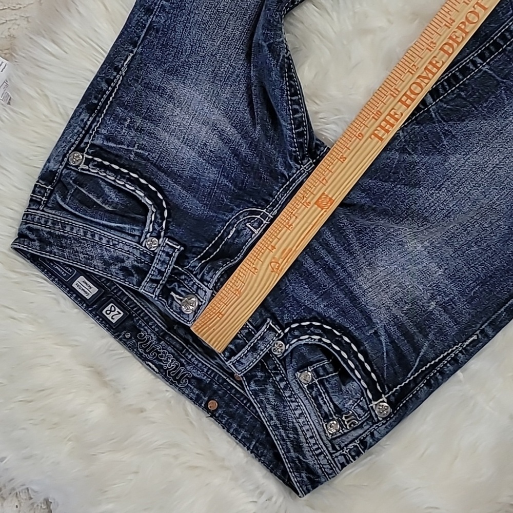 Miss Me Jeans Signature Skinny Floral Stitching Size 28 - Picture 8 of 9
